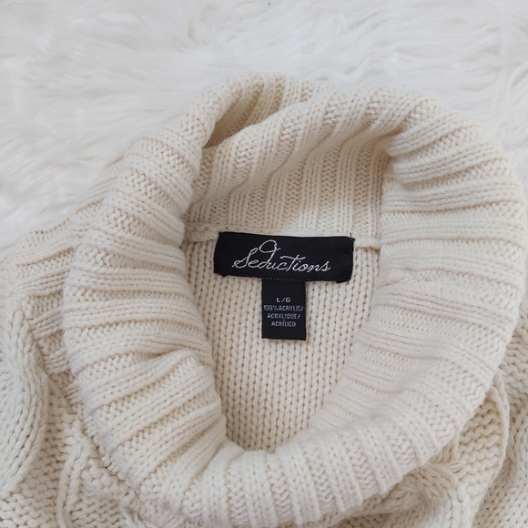 Seductions Beige Knitted Sweater Dress - Picture 7 of 10